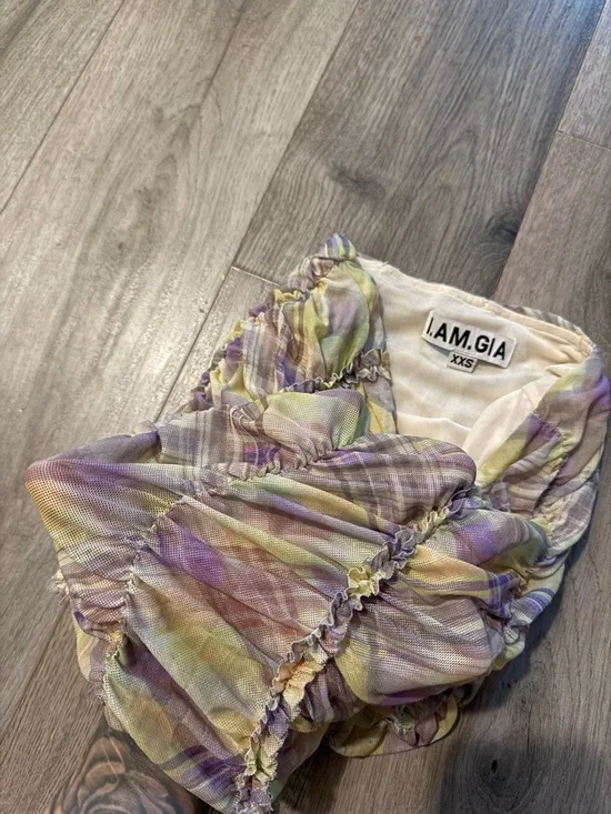 I.AM.GIA Pastel Ruched Multi-Color Mini Skirt - Picture 3 of 4